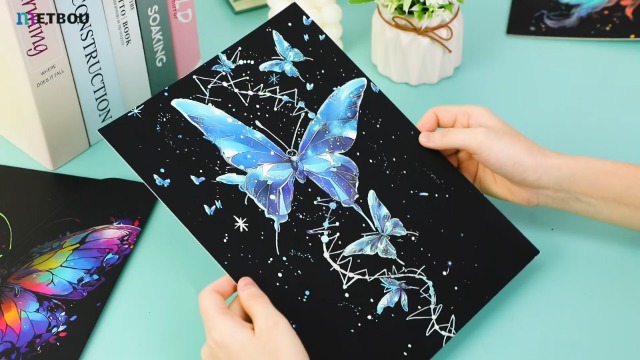 Amazon.co.jp: METBOU スクラッチアート 大人 蝶々 4枚セット 夜光